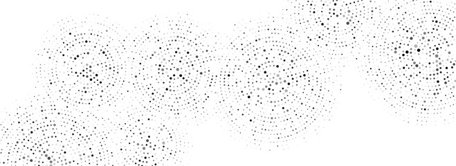 Black dotted concentric circle pattern. Radial halftone abstract drop wallpaper. Rippled sound wave ring background. Circular particle texture for flyer, poster, presentation. Vector backdrop