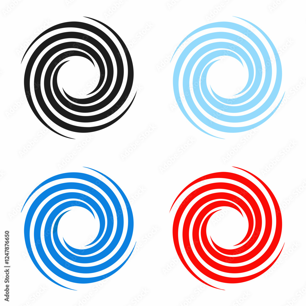 Poster abstract circular swirl icon set vector design.