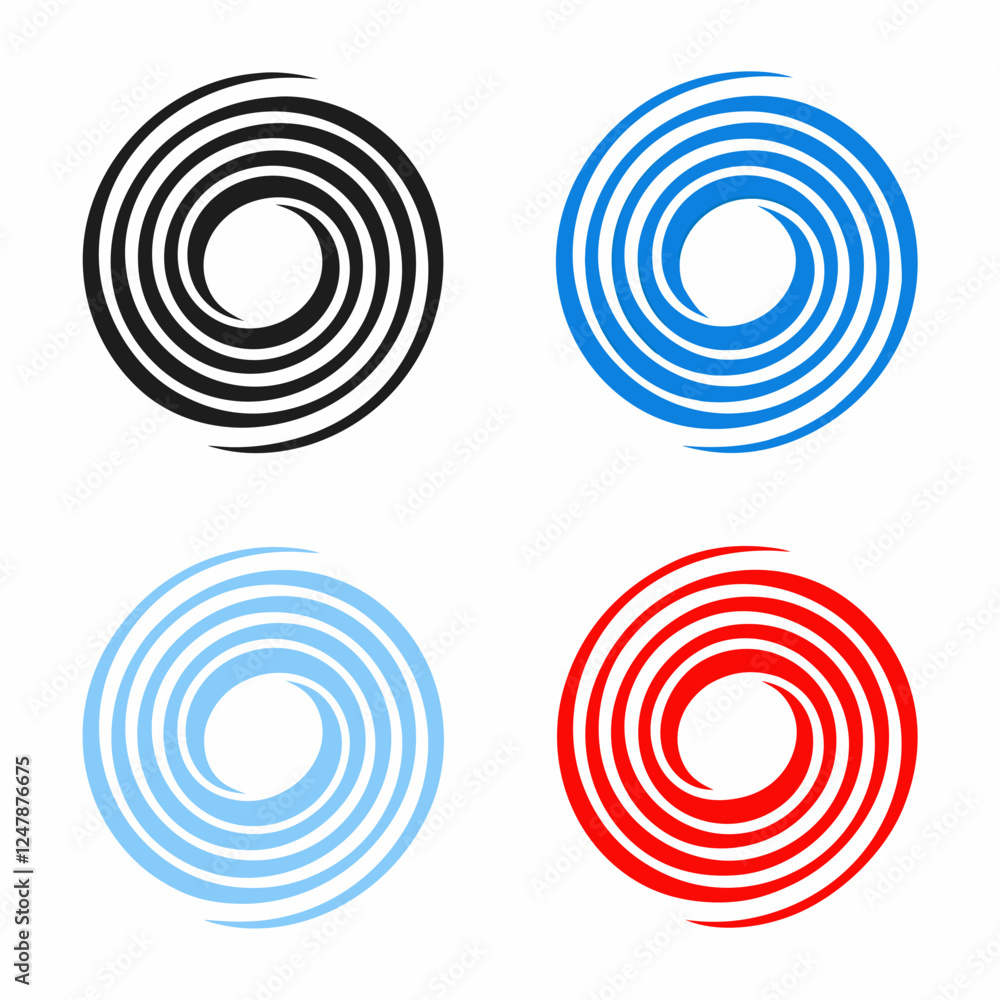 Poster abstract circular swirl icon set vector design.