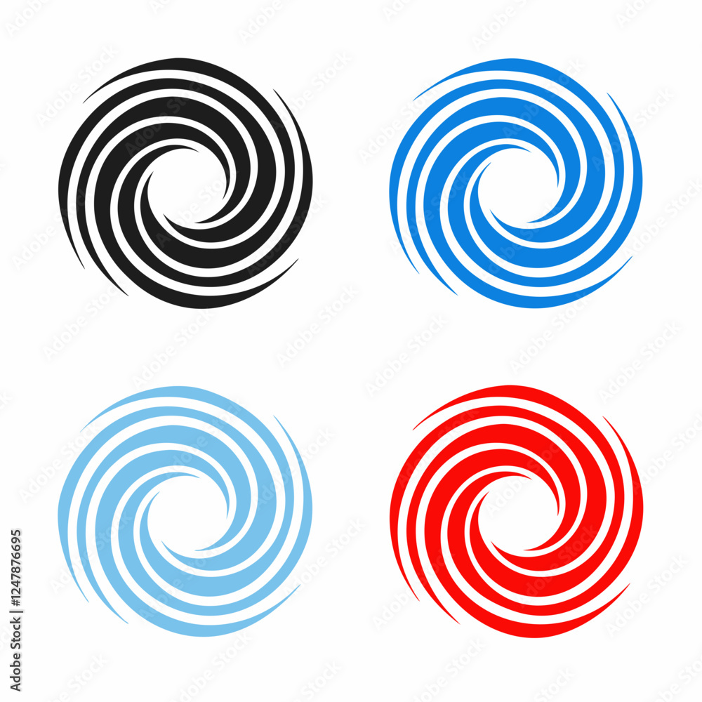 Poster abstract circular swirl icon set vector design.