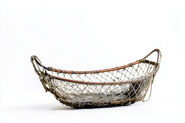 Obraz premium Selective focus fishing net isolated on white background, Fisherman trawl for fishing on white background.
