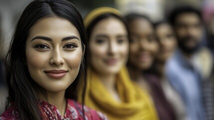Obraz premium Diverse group of multicultural individuals, warm and inclusive atmosphere