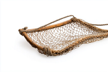 Obraz premium Selective focus fishing net isolated on white background, Fisherman trawl for fishing on white background.