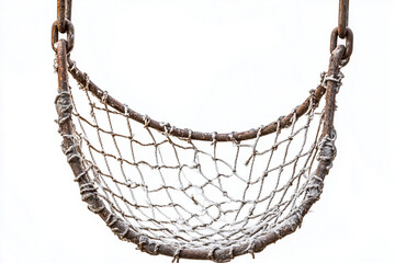 Obraz premium Selective focus fishing net isolated on white background, Fisherman trawl for fishing on white background.