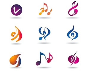 Colorful music logo designs, vector icons