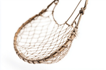 Obraz premium Selective focus fishing net isolated on white background, Fisherman trawl for fishing on white background.