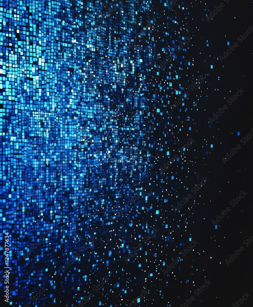 Poster abstract mosaic background with blue pixel design and gradient effect