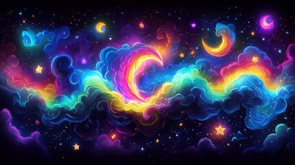 Rainbow Nebula Cosmic Dreamscape Stellar Fantasy Art