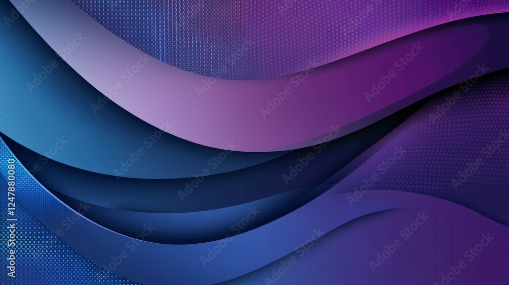 Poster abstract waves in blue and purple with gradient and texture effects
