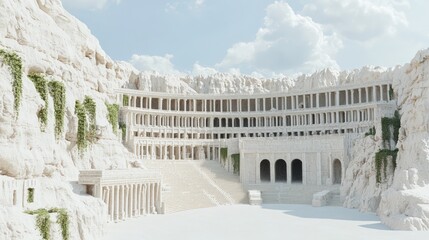 Fototapeta premium Massive Carved Temple Complex Amidst Deep Rocky Landscapes