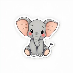 Fototapeta premium Cute cartoon elephant sticker perfect for scrapbooking or decorating personal items. Generative AI