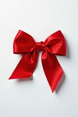 A vibrant red satin ribbon bow, elegantly tied, presents a sophisticated and festive visual, ideal for enhancing celebratory designs and adding a touch of festive charm.