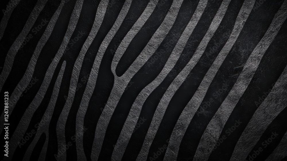 Poster textured black zebra stripes pattern on dark background design