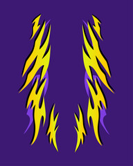 Yellow and purple neo tribal livery design for racing drift car, classic JDM livery design vector © Neocozmo Graphic