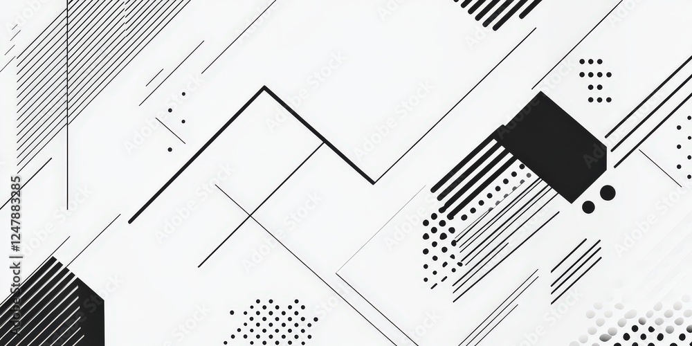 Poster abstract geometric pattern with lines and shapes in black and white