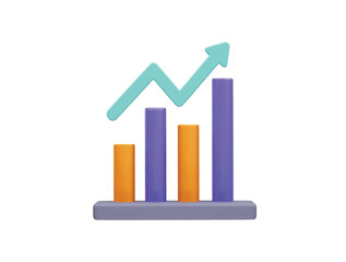 business graph with arrow icon 3d illustration