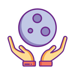 Spiritual moon phases hands illustration