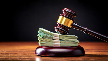 Legal Judgment on Financial Matters: Gavel Striking Money