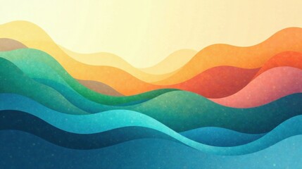 Abstract Colorful Wave Landscape Design Featuring a Serene and Tranquil Atmosphere of Interlocking Hues
