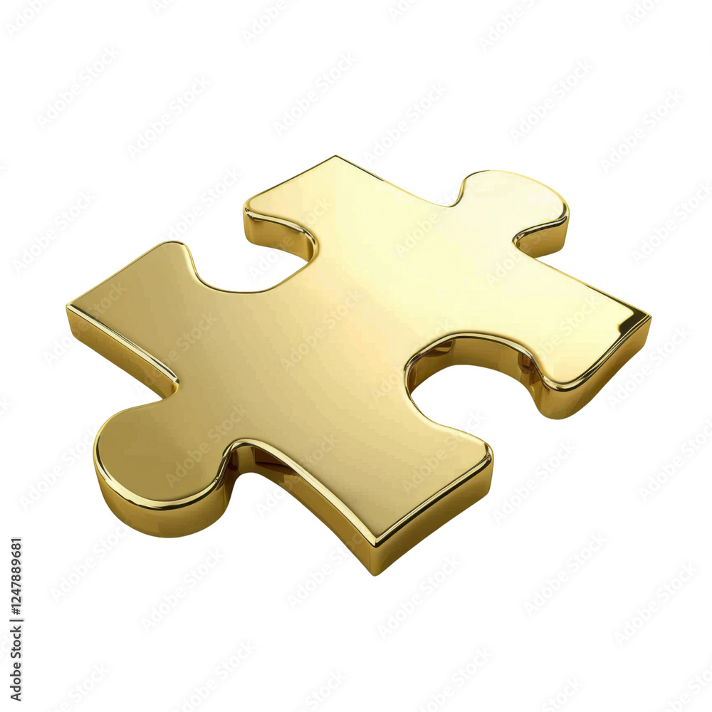 Poster golden puzzle piece symbolizing connection and completion, reflecting teamwork and problem solving