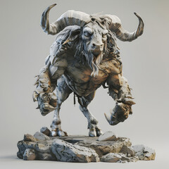 Fototapeta premium Mythical creature battle scene fantasy realm 3d sculpture dramatic artistic