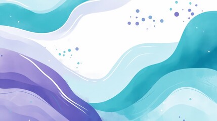 Naklejka premium Abstract Fluid Waves in Turquoise and Purple Color Palette