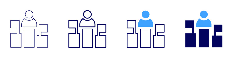 Leadership and success icon in 4 different styles. Thin Line, Line, Bold Line, Duotone. Duotone style. Editable stroke