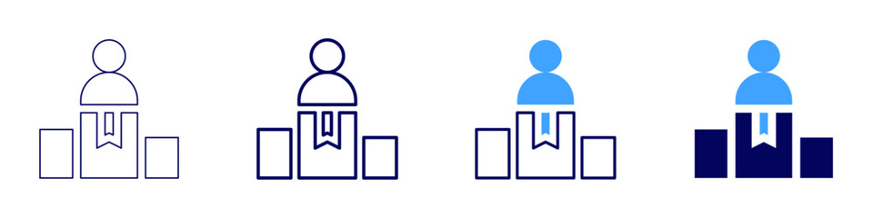 Leading with success icon in 4 different styles. Thin Line, Line, Bold Line, Duotone. Duotone style. Editable stroke