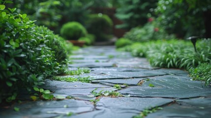 Fototapeta premium Slate: Ideal for roofing, flooring, and walkways, slate is a fine-grained stone that splits into thin layers, providing strength, beauty, and a natural look. 
