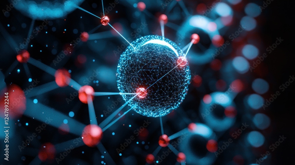 Poster global network connection, data sphere, abstract background