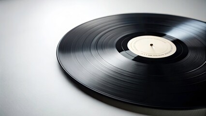 Obraz premium Retro Vinyl Record Mockup: Vintage Black Disc on White Background, Perfect for Music Album Cover Design
