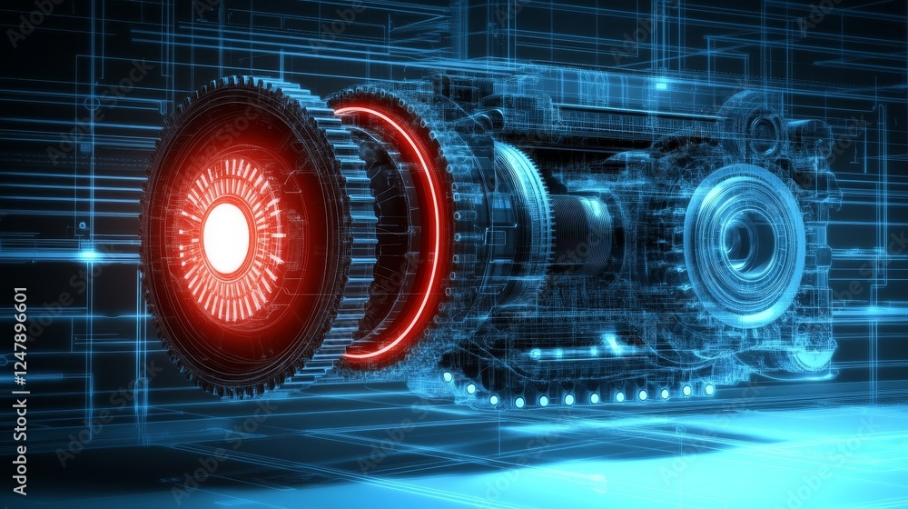 Aufkleber abstract futuristic technology data stream digital engine core system network interface
