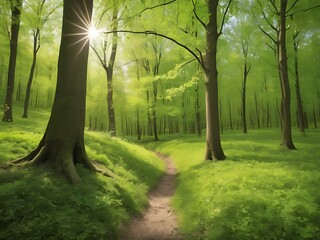 Fototapeta premium Forest nature trails wallpaper