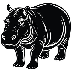 Hippopotamus silhouette Vector with a white background