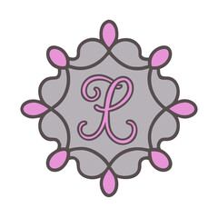 Embroidery monogram icon in pastel colors for decorative sewing