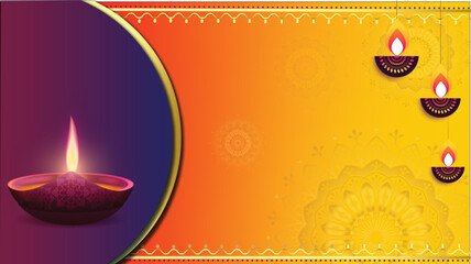 A rich and artistic Diwali background combining glowing diyas with intricate mandala designs for an elegant festive look.
