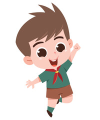 Energetic Young Scout Jumping Illustration