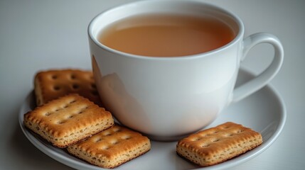 Tea, biscuits, breakfast, table, calm, morning, home, drink, food, snack