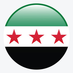 Syria flag. Syria circle flag 3d logo icon computer vector illustration design