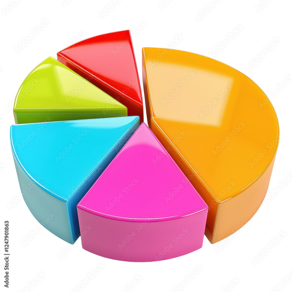 Poster colorful pie chart segments representing data visualization