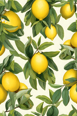 Digital fruits yellow lemons patterns abstract graphic poster background