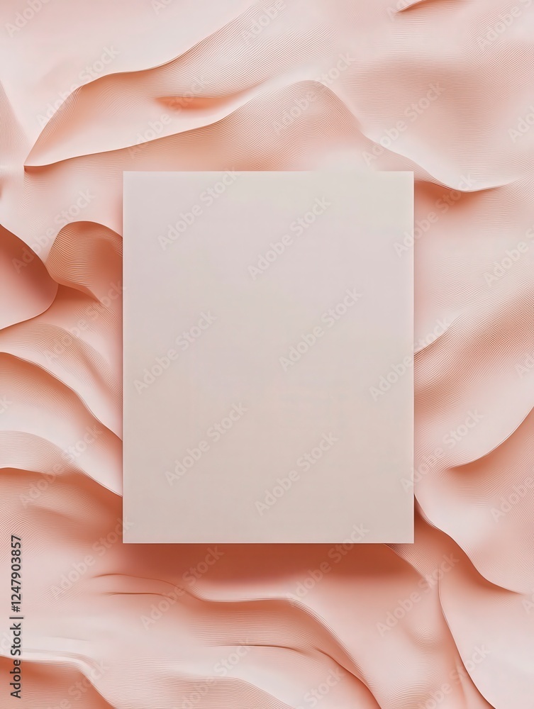 Poster soft pink textured background with blank paper displayed above