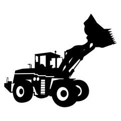 Silhouette of Bulldozer Icon in Flat Style. Vector Illustration © farid