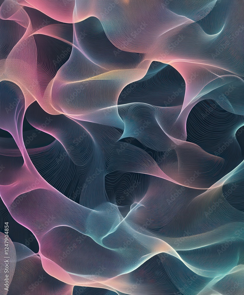 Aufkleber abstract waves in soft pastel colors creating fluid motion design