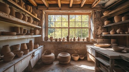 Artisan Pottery Studio Filled with Handmade Ceramics and Natural Light