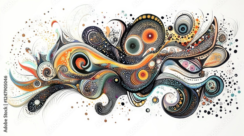 Poster colorful abstract pattern with swirls and circular shapes
