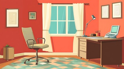 Cozy Home Office Room with Desk and Chair