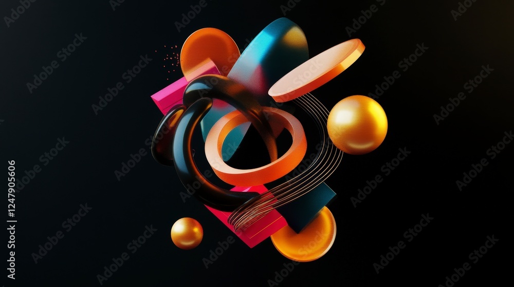 Poster abstract colorful composition of geometric shapes and forms