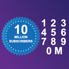 Complete million subscribers pack of social media, Vector Greeting artwork different gradient background, best design for social media platform, editable vector file