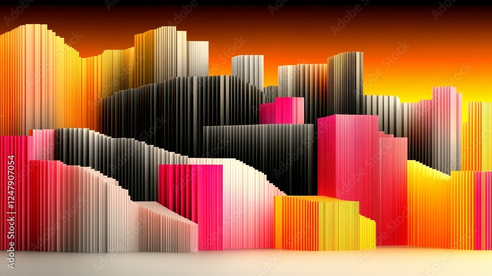 Poster abstract colorful blocks design modern architecture cityscape background